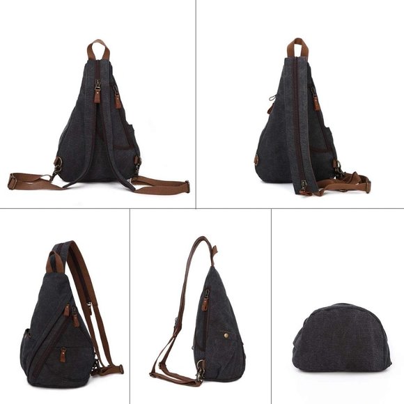 Women Small Casual Canvas Sling Crossbody Shoulder Backpack main image 4
